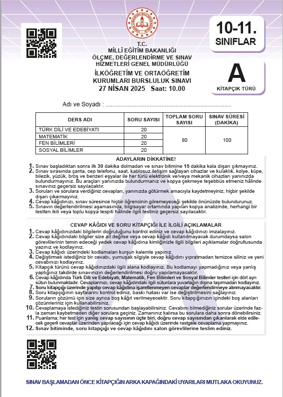 2026 10.Sınıf İOKBS (BURSLULUK SINAVI) MEB Çıkmış Soru Tıpkı Basım Deneme Paketi 7li Türkiye Geneli