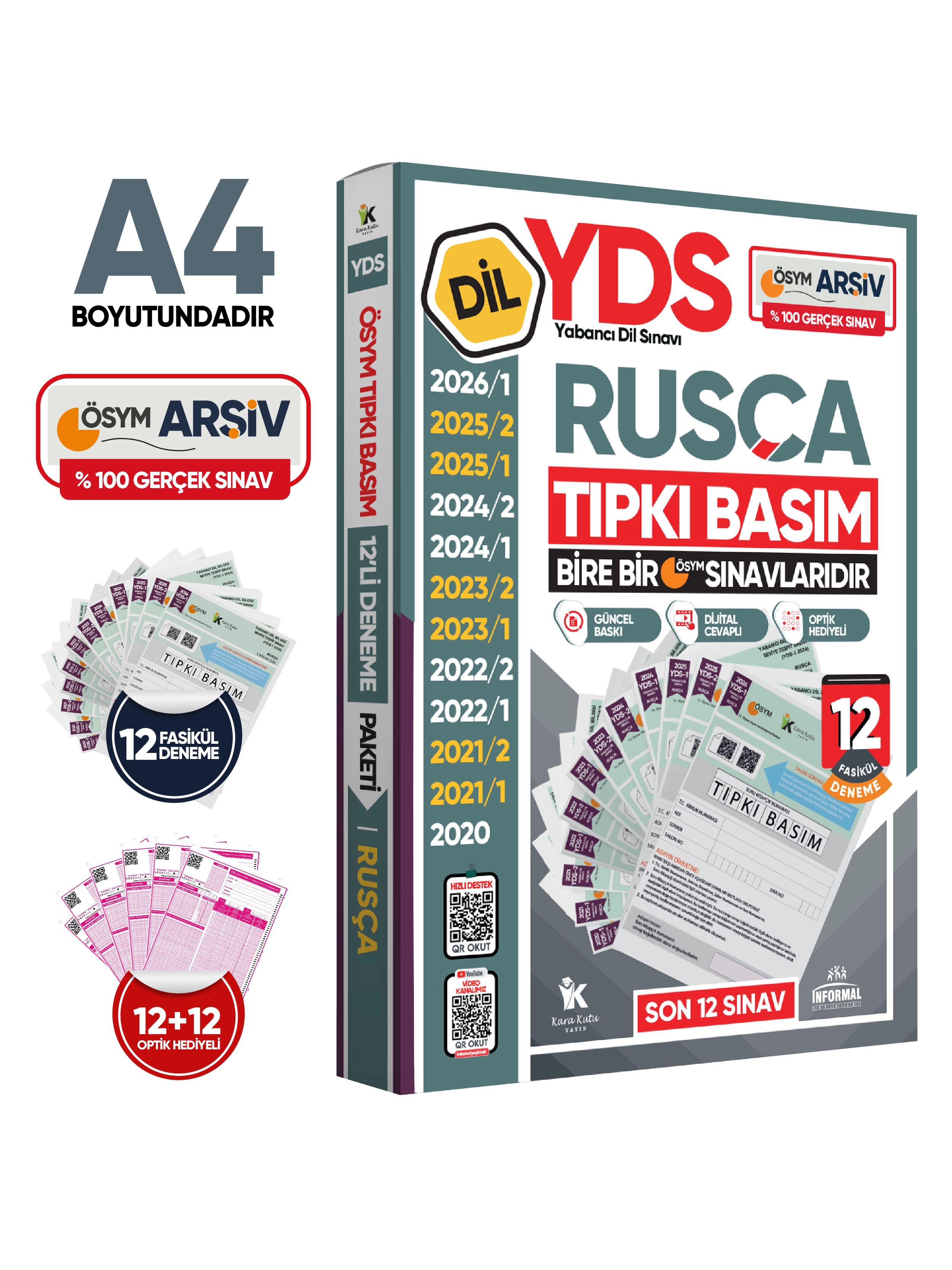 2026 YDS Rusça ÖSYM Tıpkı Basım Çıkmış Soru Deneme Paketi Dijital Çözümlü 12li Fasikül SETİ