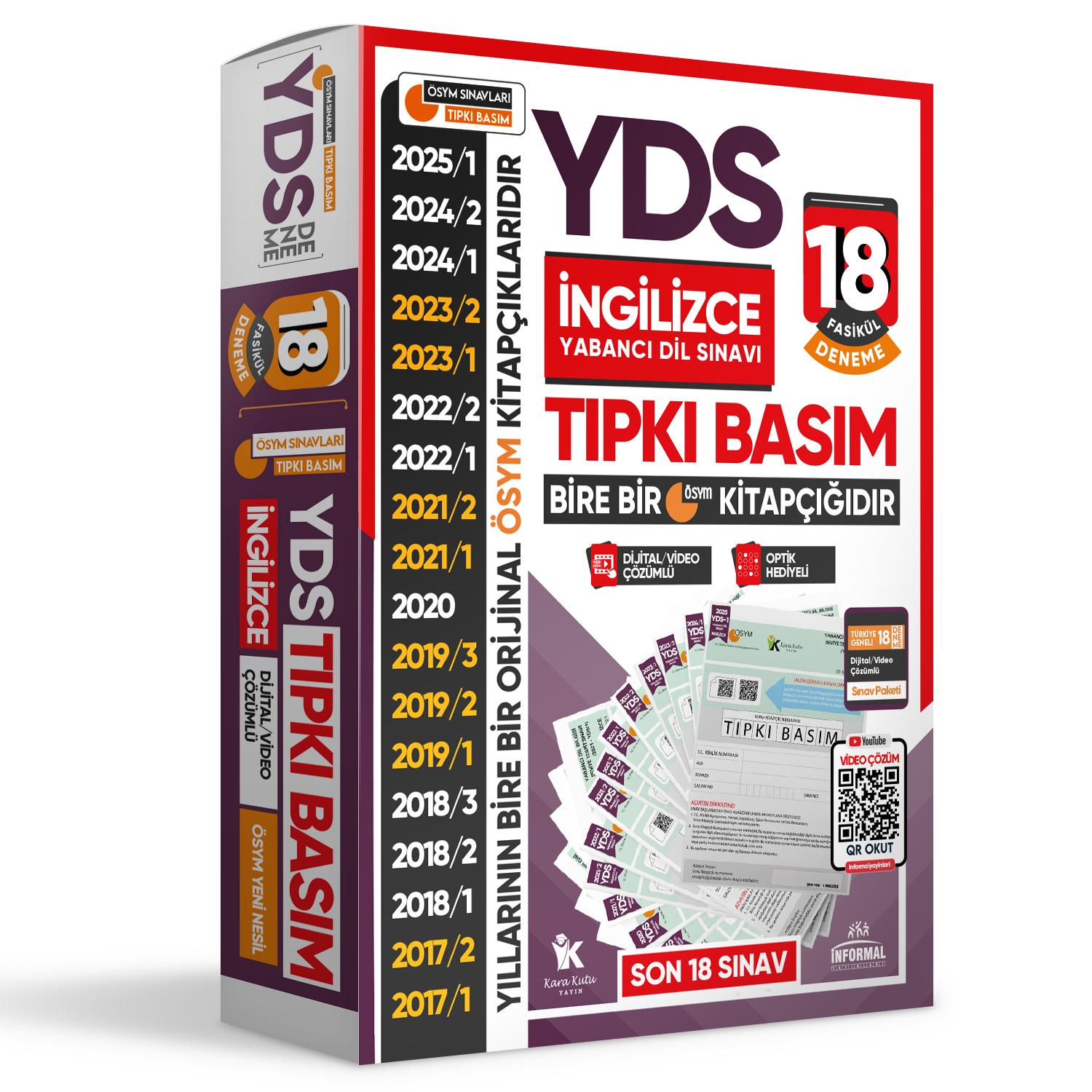 2025 YDS İngilizce ÖSYM Tıpkı Basım Çıkmış Soru 18li Deneme Paketi Video/PDF Çözümlü Türkiye Geneli