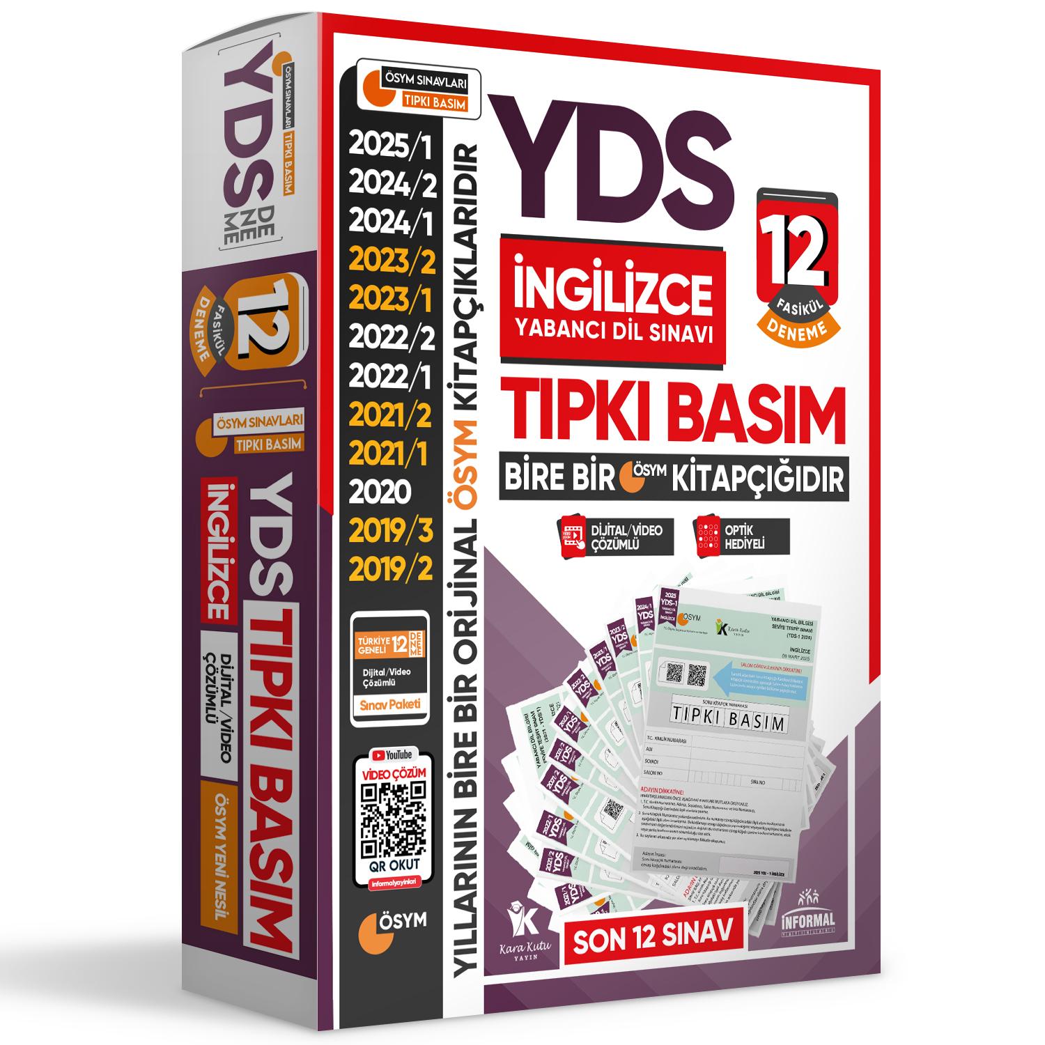 2025 YDS İngilizce ÖSYM Tıpkı Basım Çıkmış Soru 12li Deneme Paketi Video/PDF Çözümlü Türkiye Geneli
