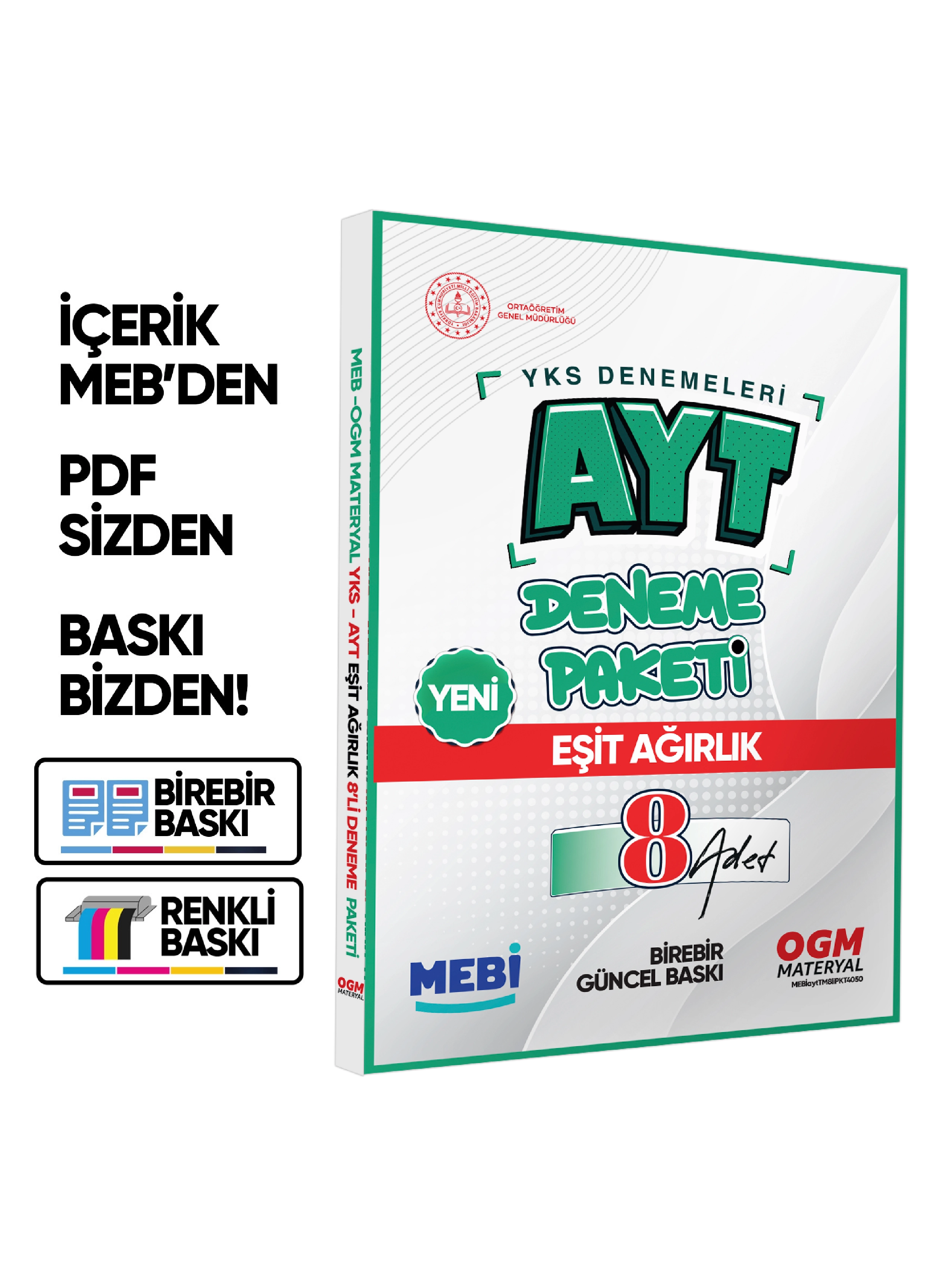 YKS-AYT MEBİ Güncel EŞİT AĞIRLIK (TM) 8li Seri Deneme Fasikül Paketi (A4) BASKI ÜCRETİ