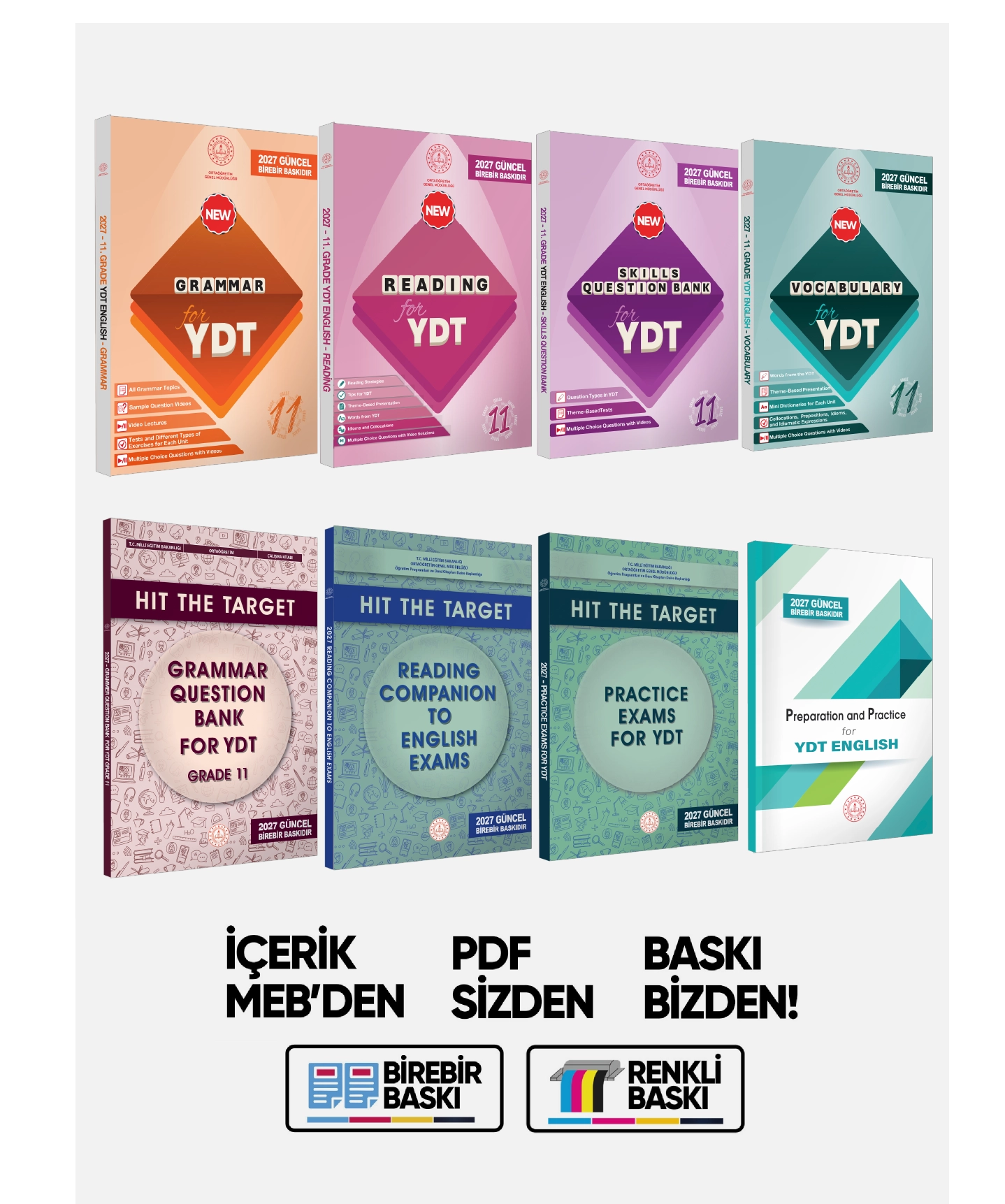 2027 YDT MEBİ İngilizce 11.Sınıf 8li Konu Anlatımı Ve Soru Bankası Kitap Seti Çözümlü BASKI ÜCRETİ