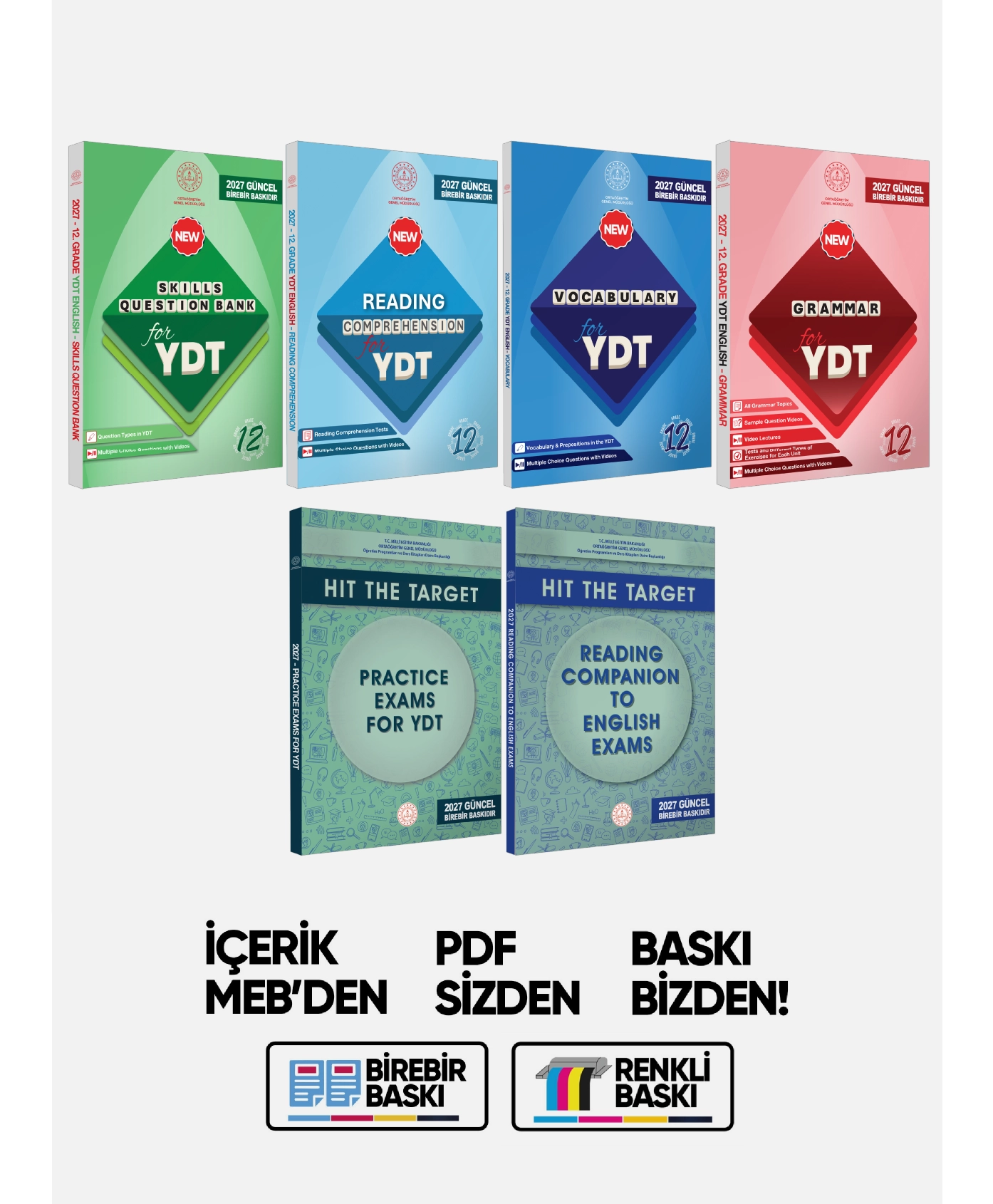 2027 YDT MEBİ İngilizce 12.Sınıf 6lı Konu Anlatımı ve Soru Bankası Seti Çözümlü BASKI ÜCRETİ