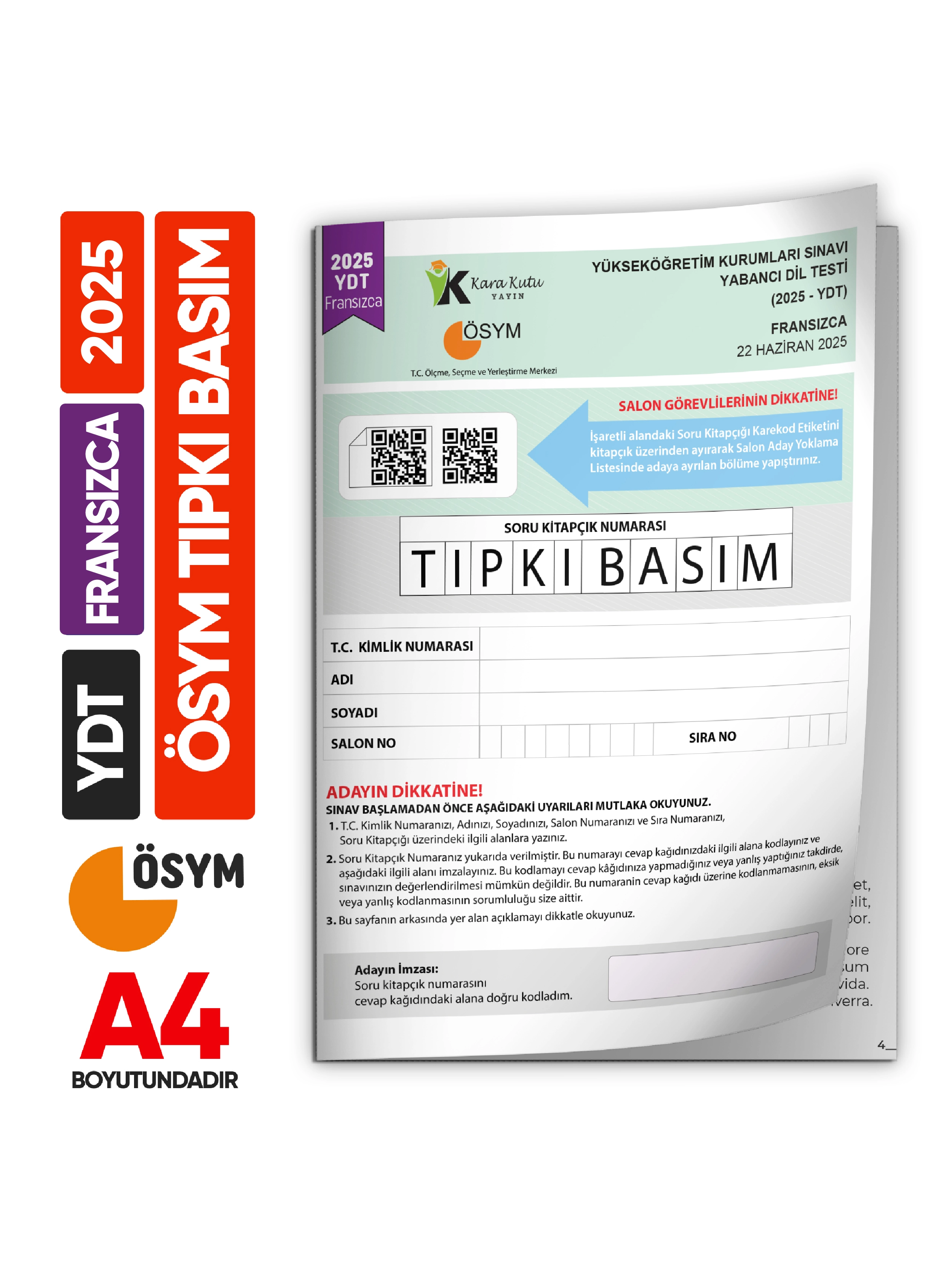 2025 YKS YDT Fransızca ÖSYM Tıpkı Basım Çıkmış Soru Deneme Kitapçığı (Türkiye Geneli)