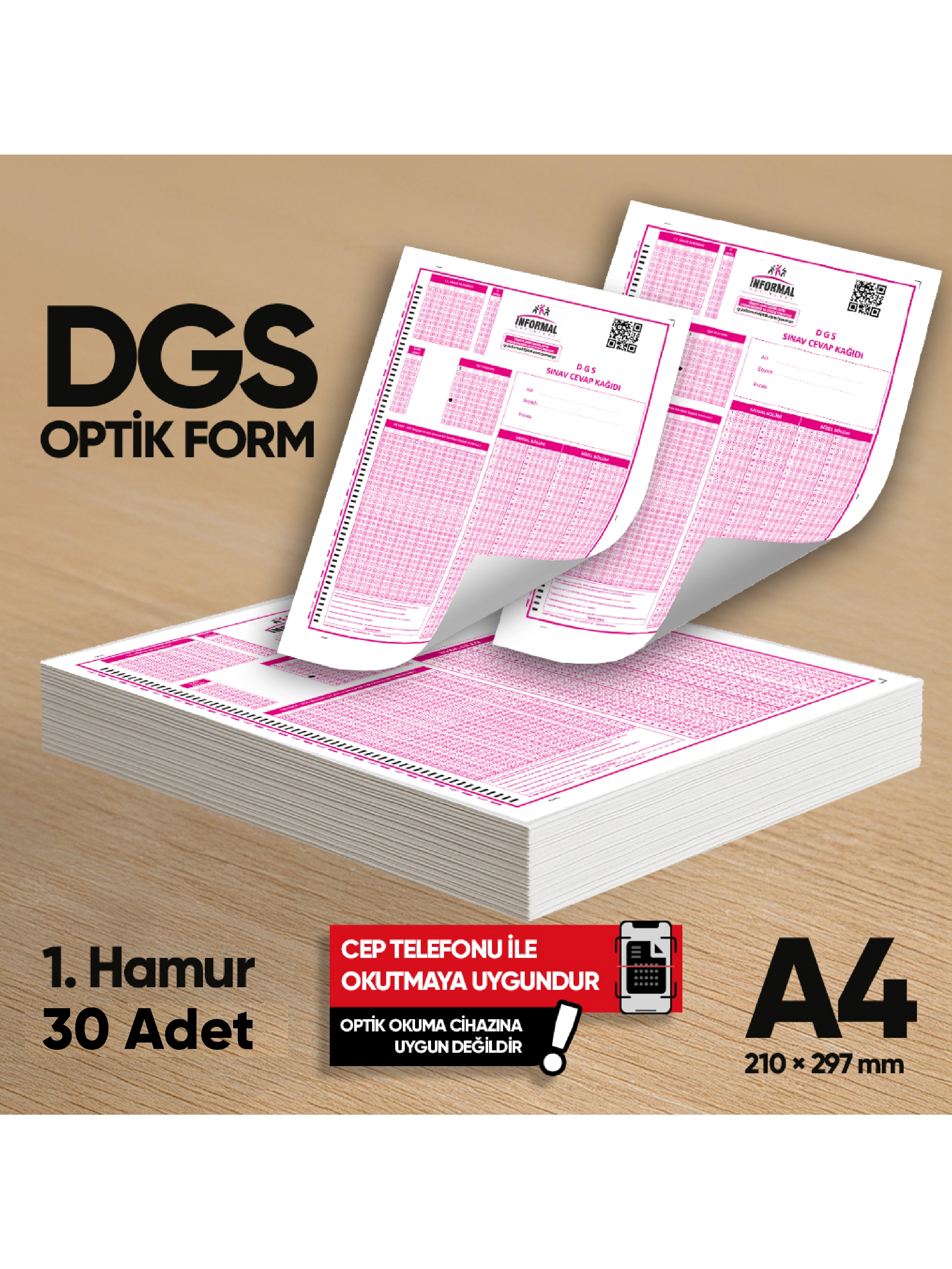 DGS Deneme Sınavları İçin 30 Adet Optik Form