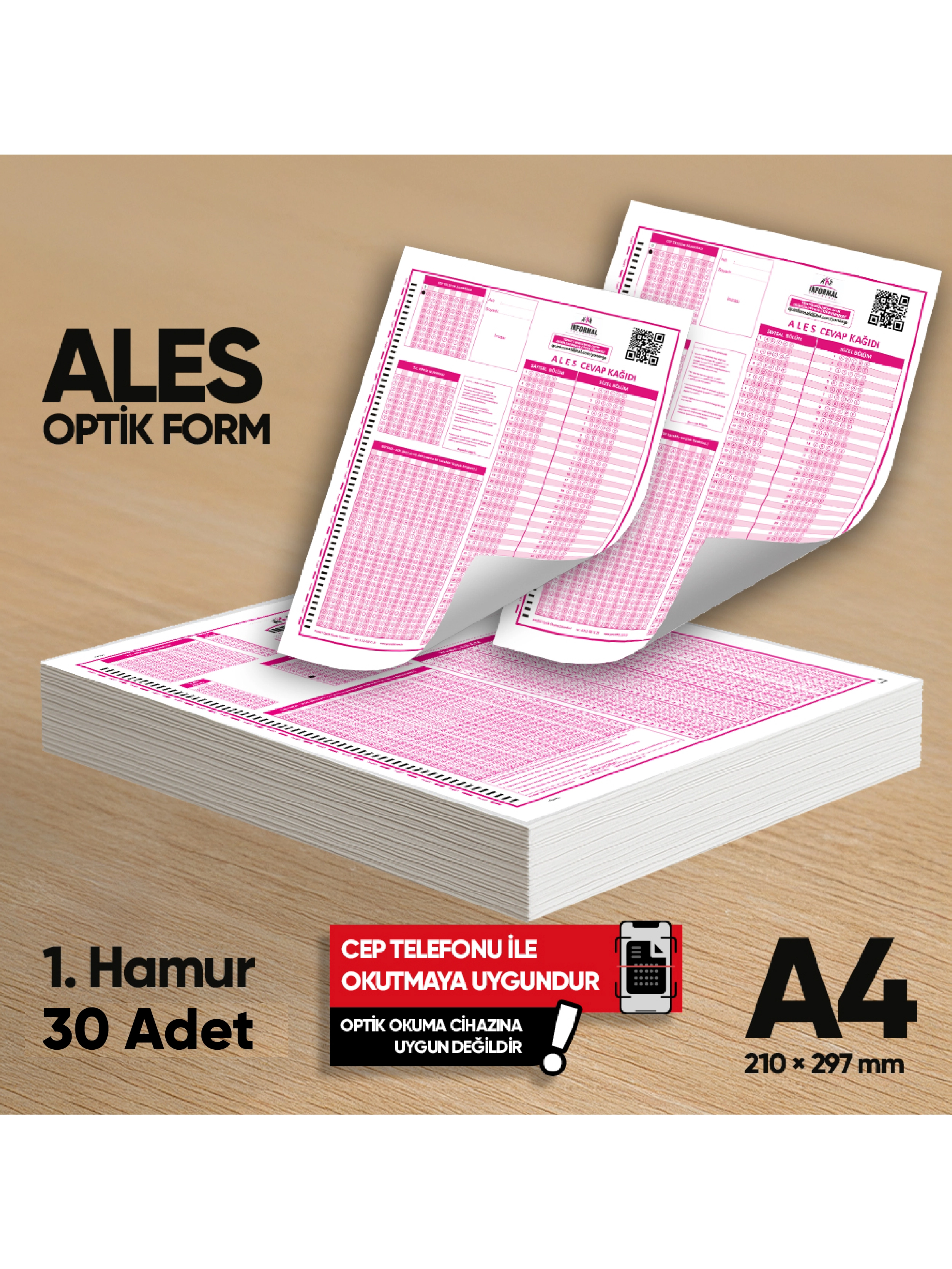 ALES Deneme Sınavları İçin 30 Adet Optik Form
