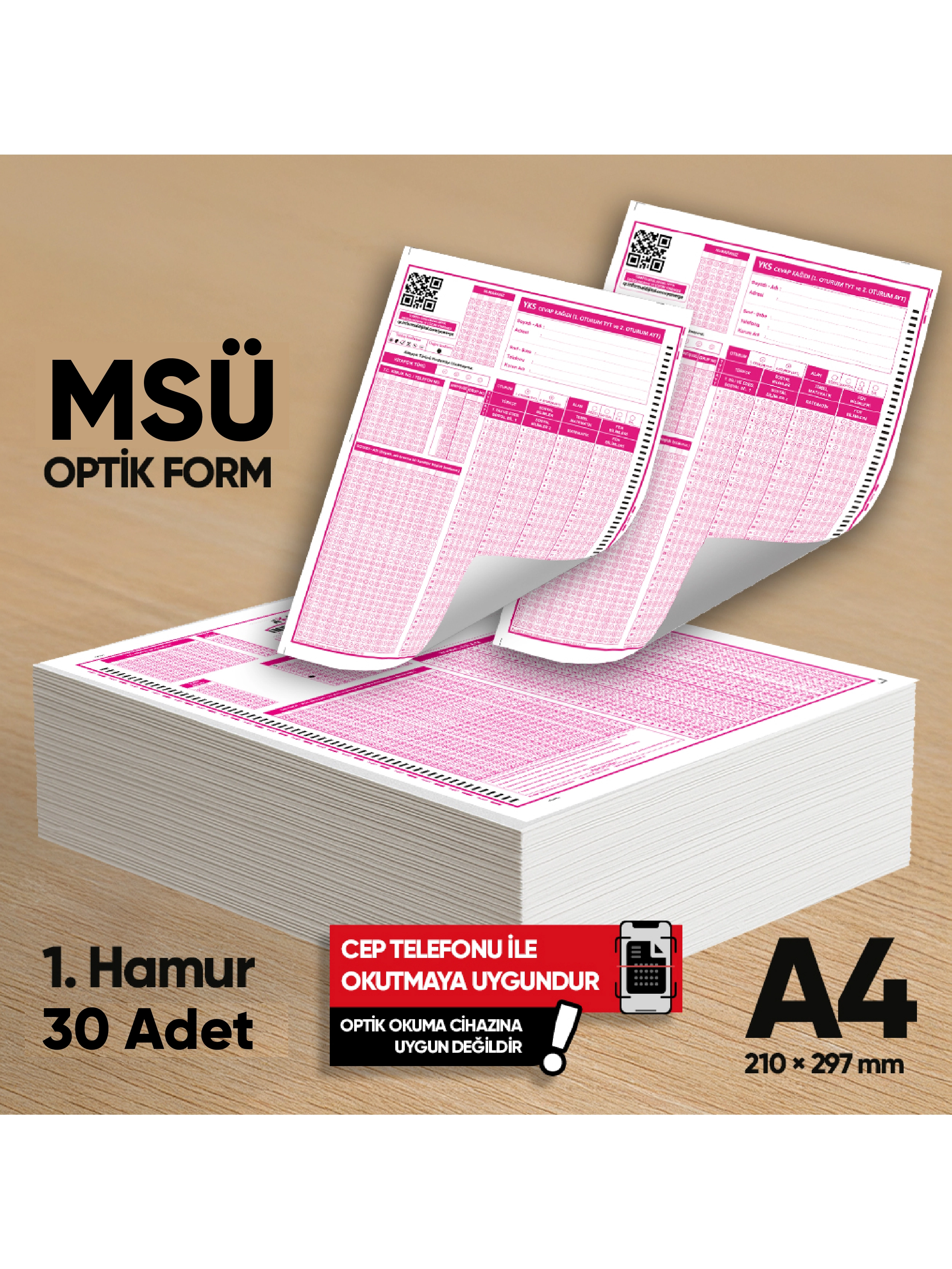 YKS-MSÜ Deneme Sınavları İçin 30 Adet Optik Form