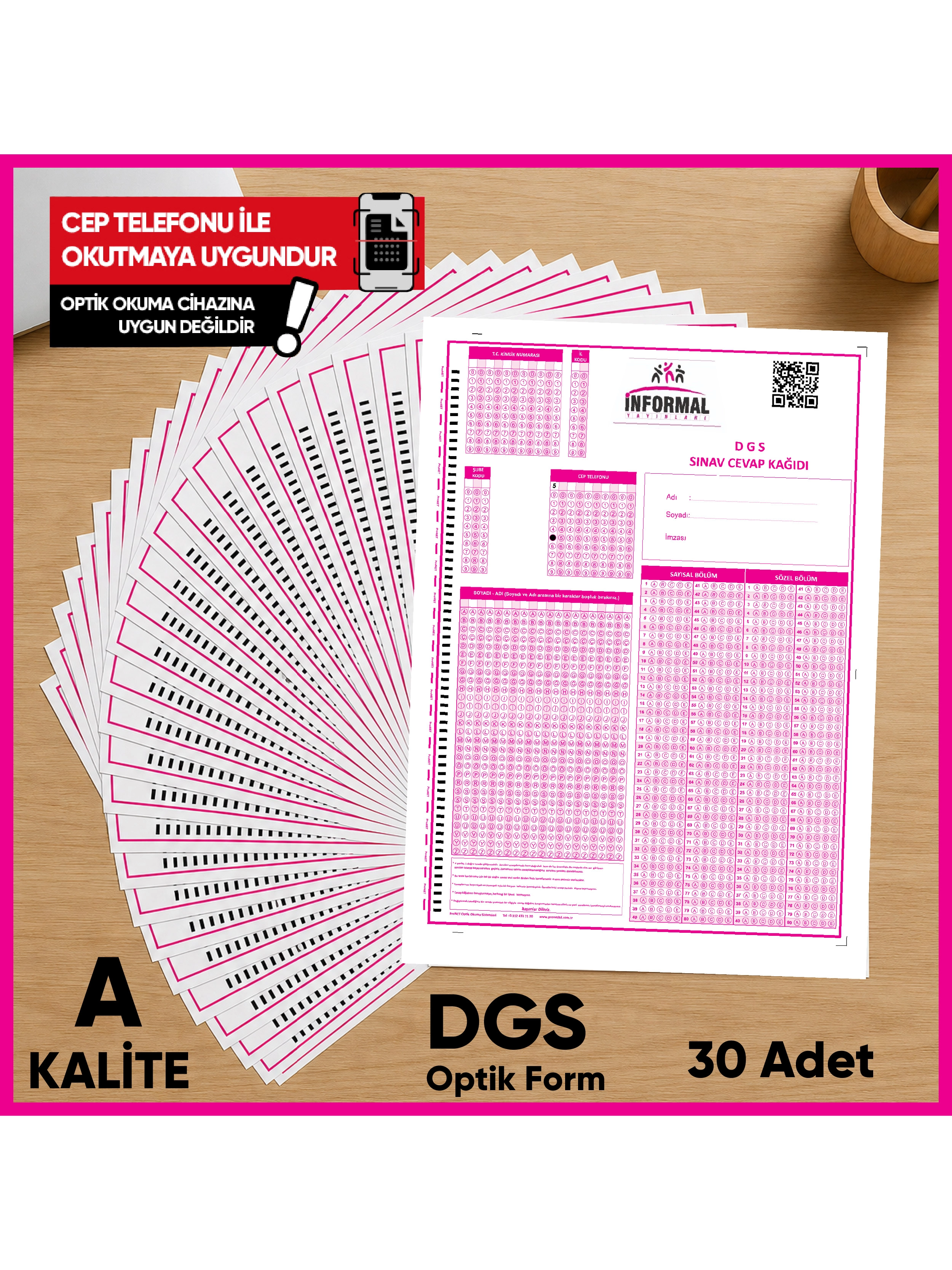 DGS Deneme Sınavları İçin 30 Adet Optik Form