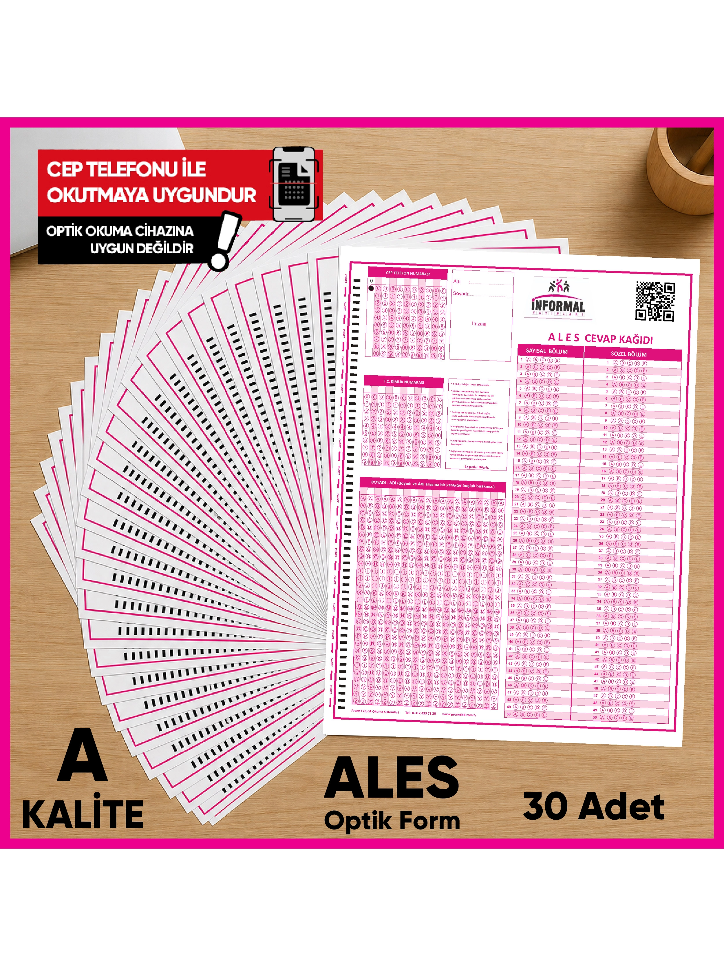 ALES Deneme Sınavları İçin 30 Adet Optik Form