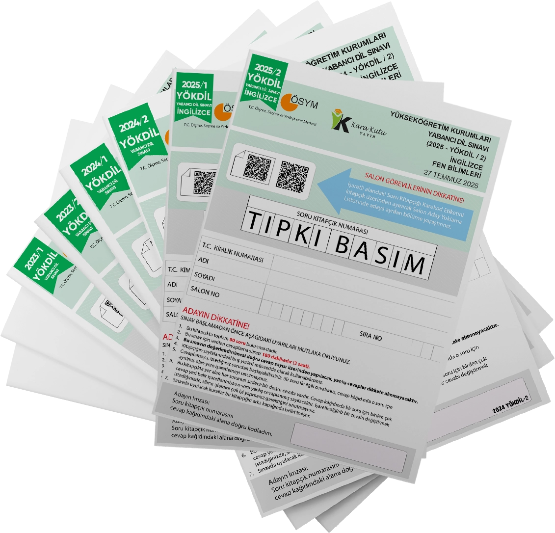 2026 YÖKDİL İngilizce FEN BİLİMLERİ ÖSYM Çıkmış Soru Tıpkı Basım Deneme Paketi 6lı Türkiye Geneli