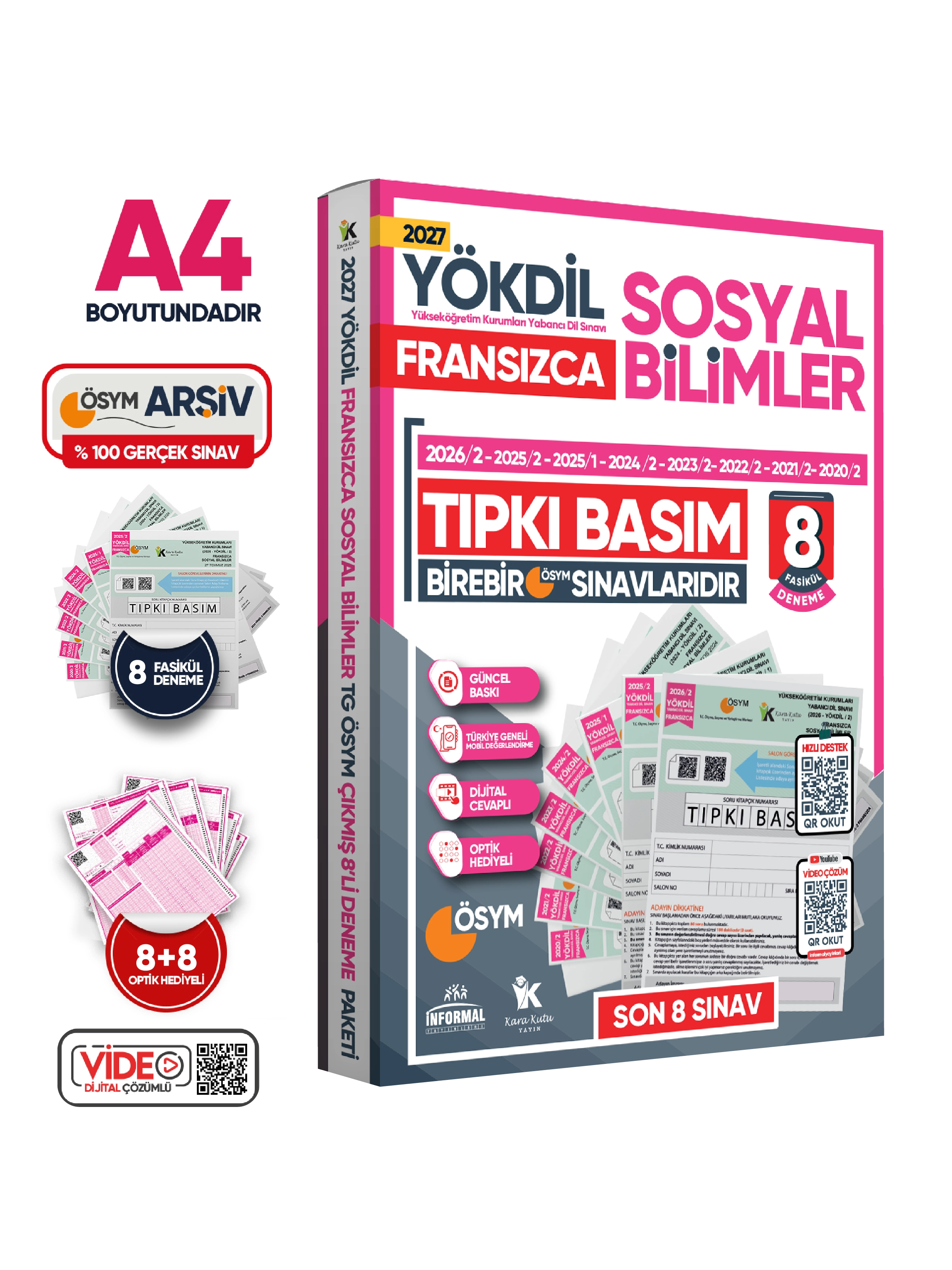 2027 YÖKDİL Fransızca SOSYAL BİLİMLER ÖSYM Çıkmış Soru Tıpkı Basım 8li Deneme Paketi